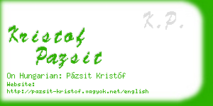 kristof pazsit business card